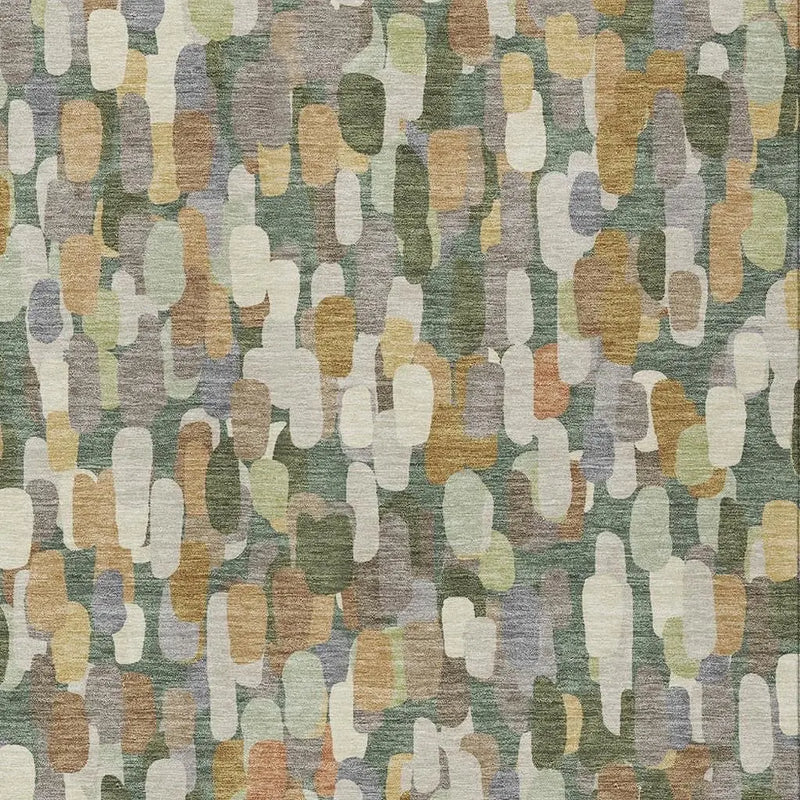 9' X 12' Green And Beige Abstract Washable Indoor Outdoor Area Rug Homeroots Outdoor