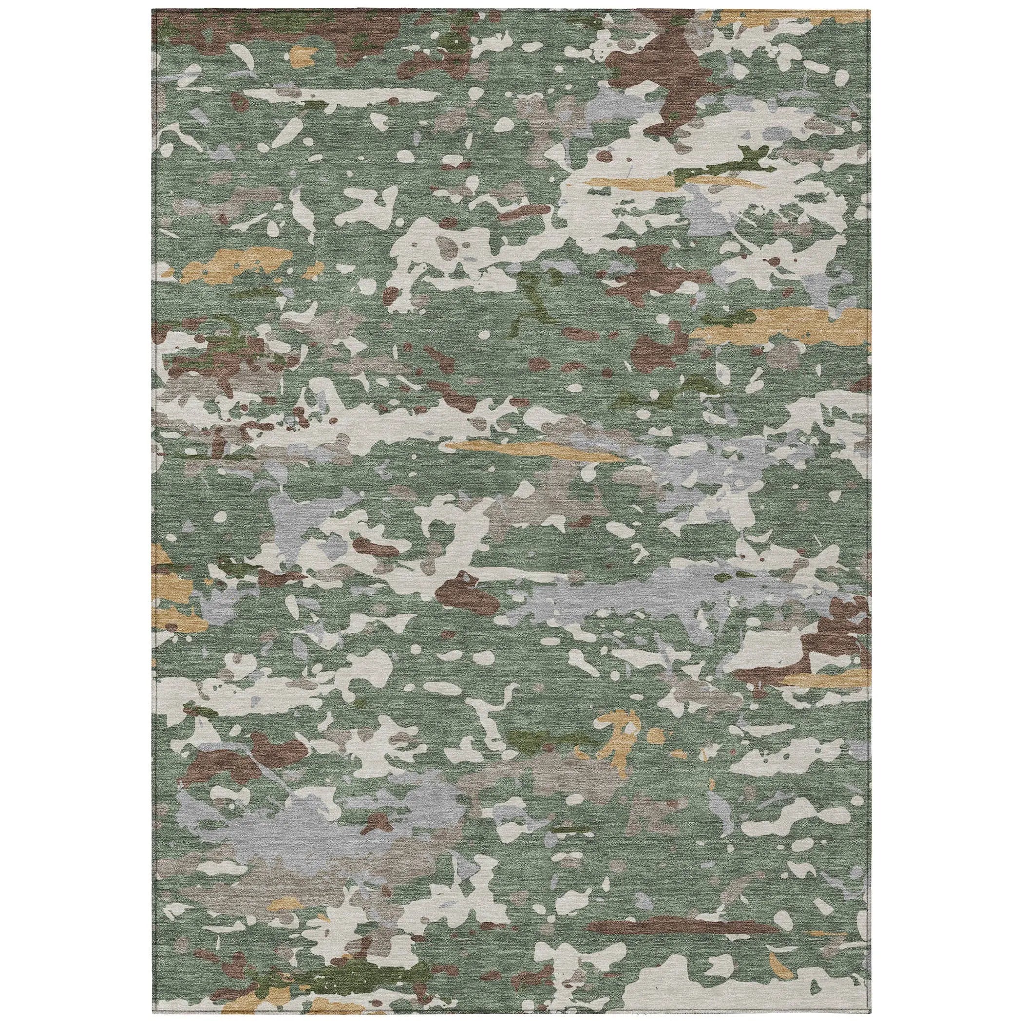 9' X 12' Green And Beige Abstract Washable Indoor Outdoor Area Rug Homeroots Outdoor