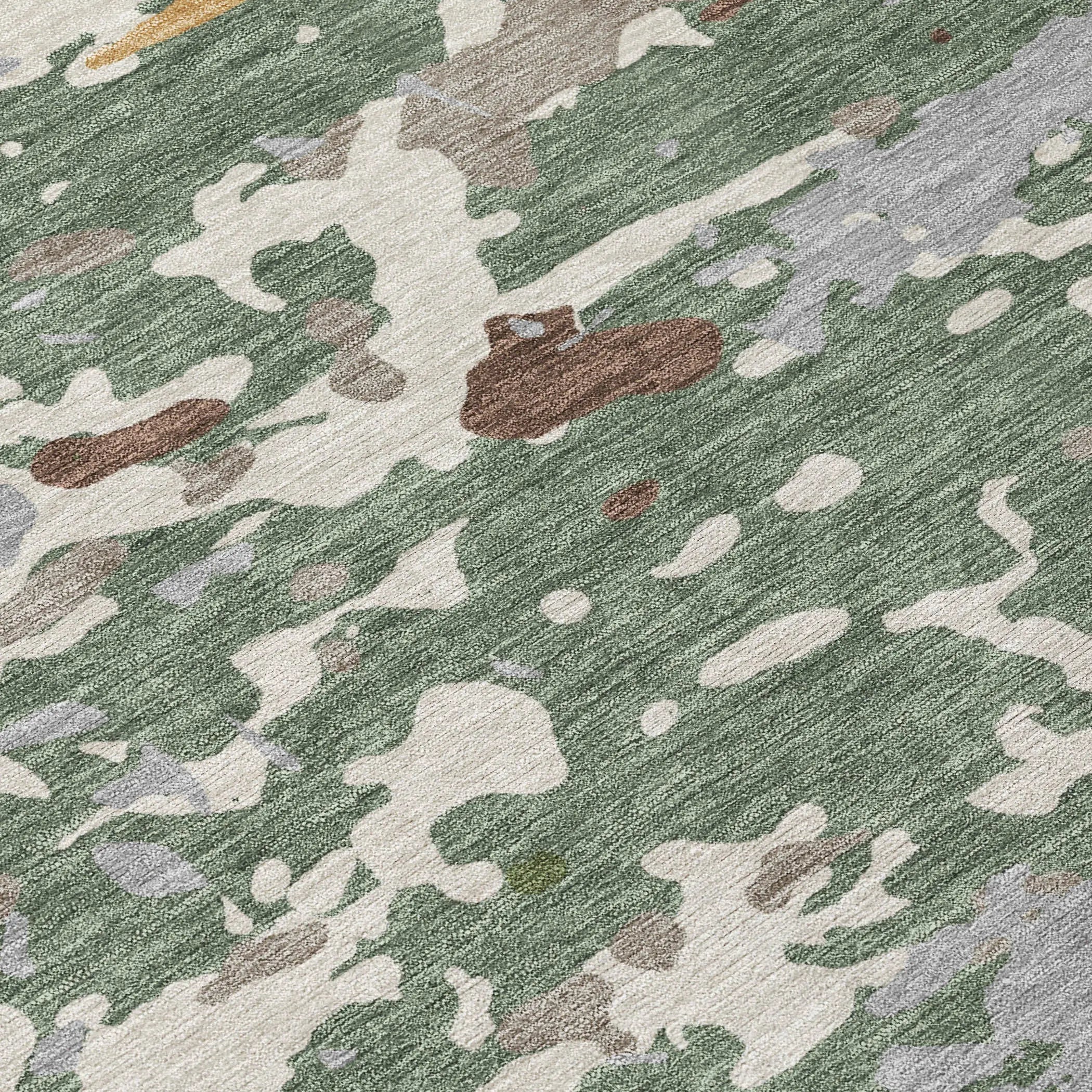 9' X 12' Green And Beige Abstract Washable Indoor Outdoor Area Rug Homeroots Outdoor