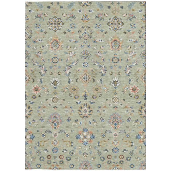 9' X 12' Green And Beige Abstract Washable Indoor Outdoor Area Rug Homeroots Outdoor