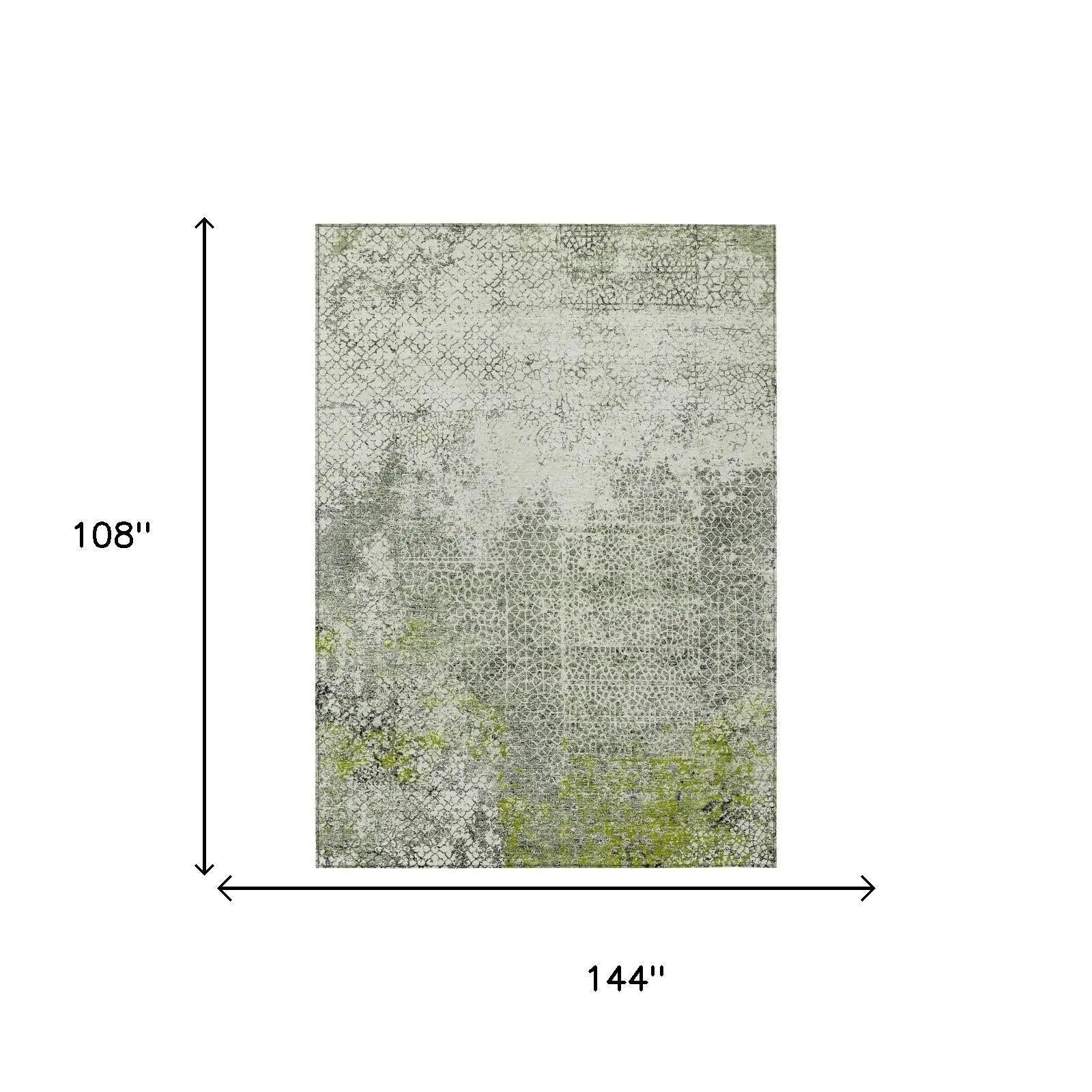 9' X 12' Green And Beige Abstract Washable Indoor Outdoor Area Rug Homeroots Outdoor