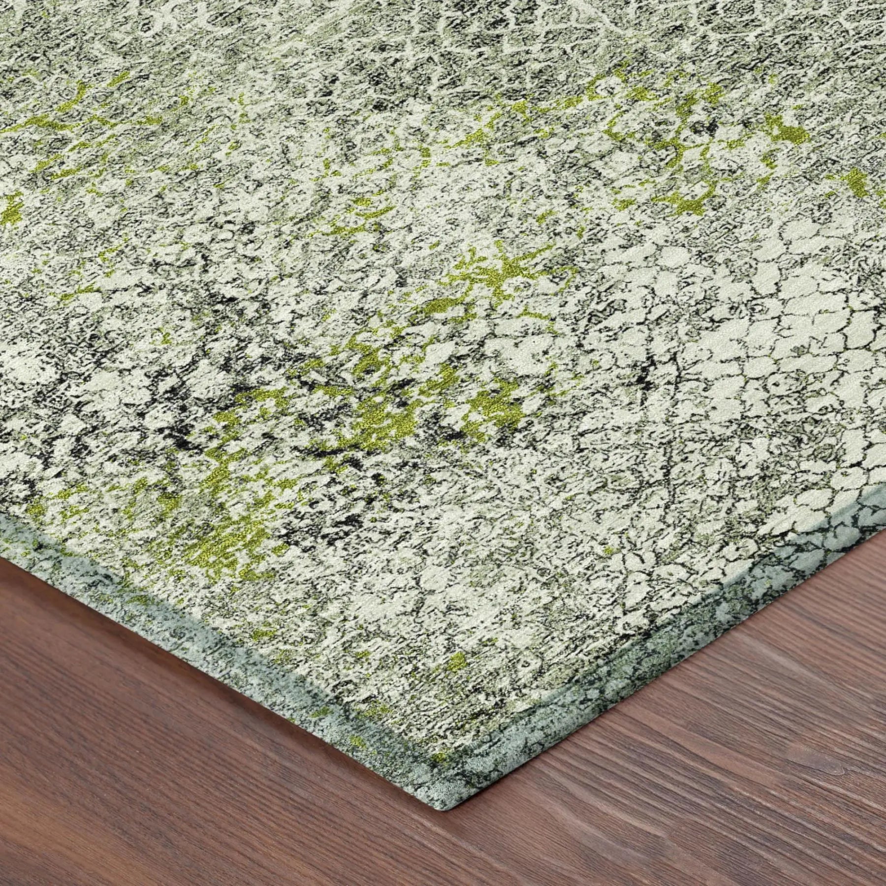 9' X 12' Green And Beige Abstract Washable Indoor Outdoor Area Rug Homeroots Outdoor