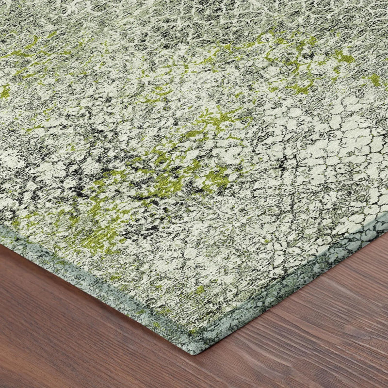 9' X 12' Green And Beige Abstract Washable Indoor Outdoor Area Rug Homeroots Outdoor