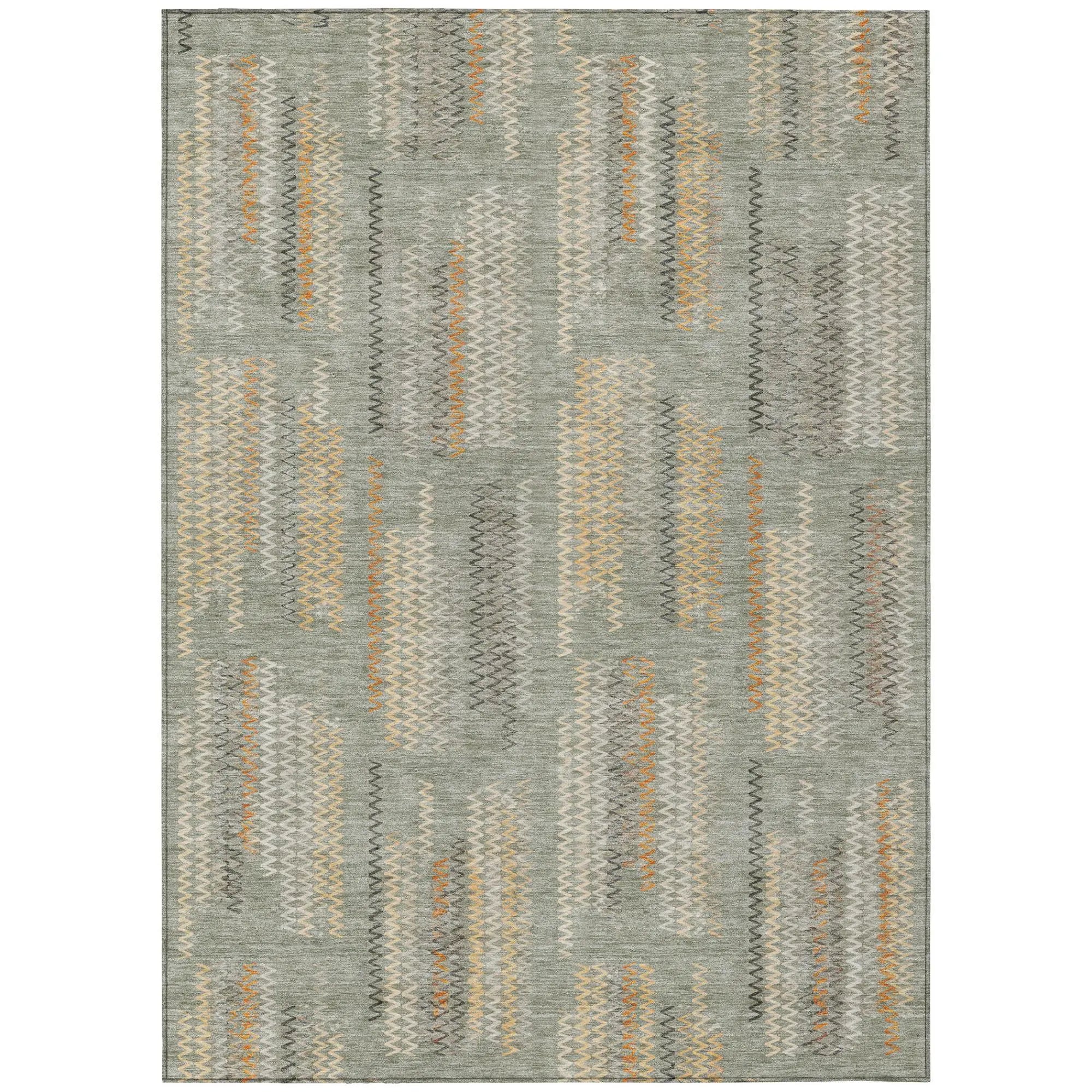 9' X 12' Green And Beige Abstract Washable Indoor Outdoor Area Rug Homeroots Outdoor