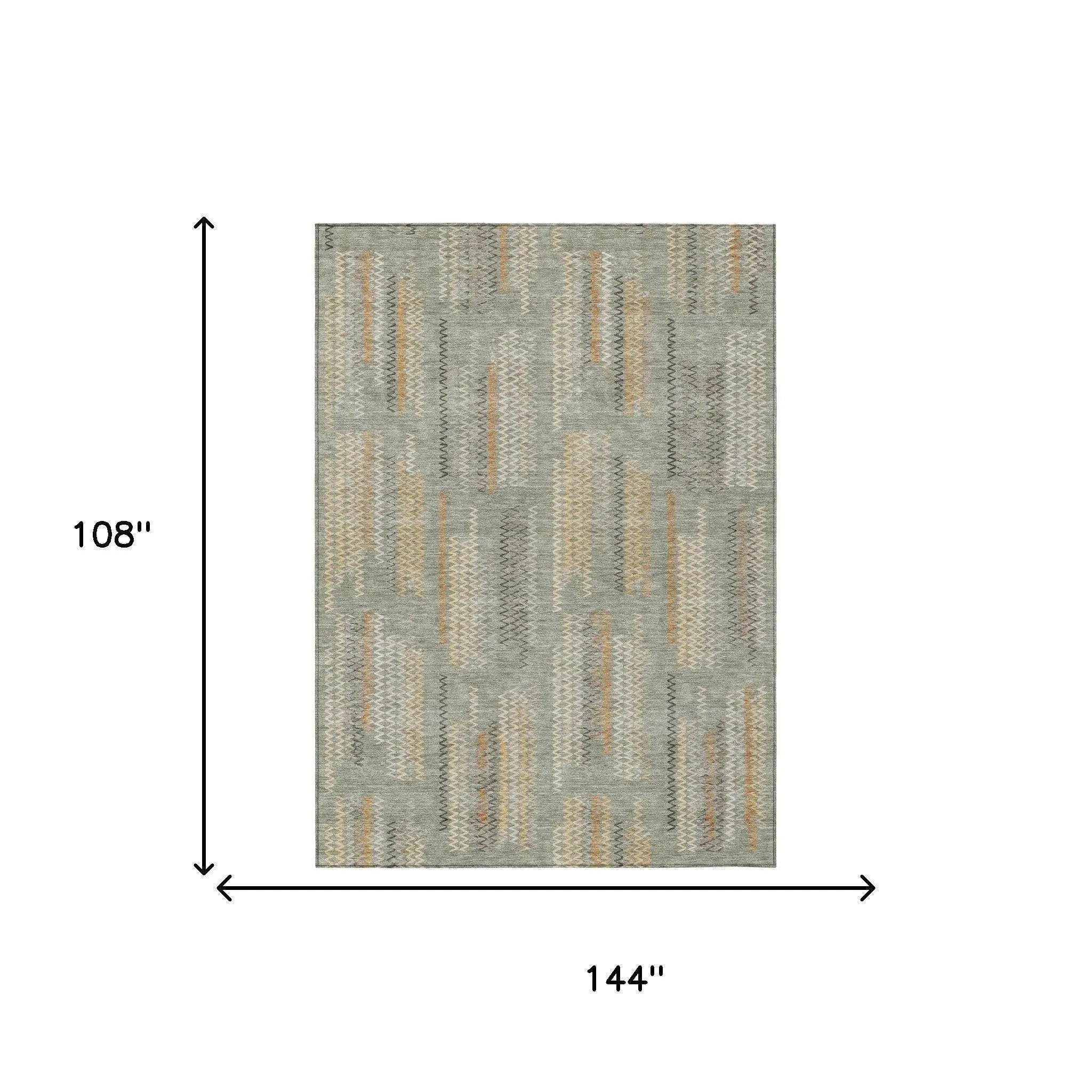 9' X 12' Green And Beige Abstract Washable Indoor Outdoor Area Rug Homeroots Outdoor