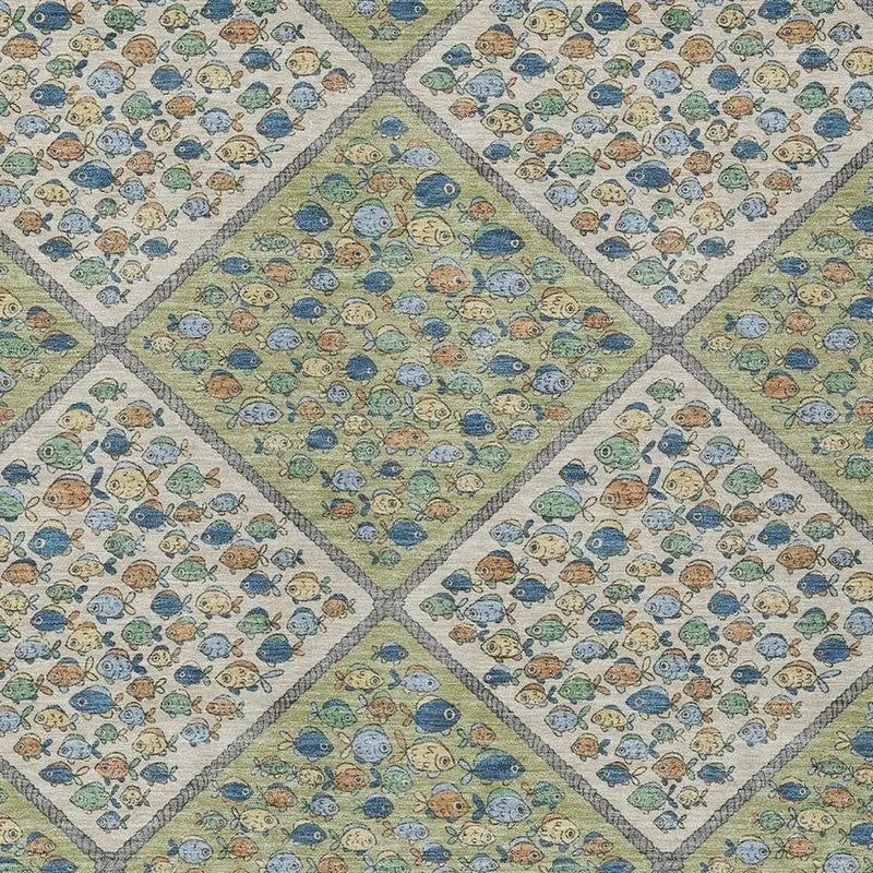 9' X 12' Green And Beige Abstract Washable Indoor Outdoor Area Rug Homeroots Outdoor