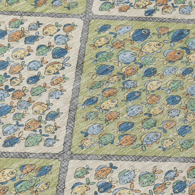 9' X 12' Green And Beige Abstract Washable Indoor Outdoor Area Rug Homeroots Outdoor
