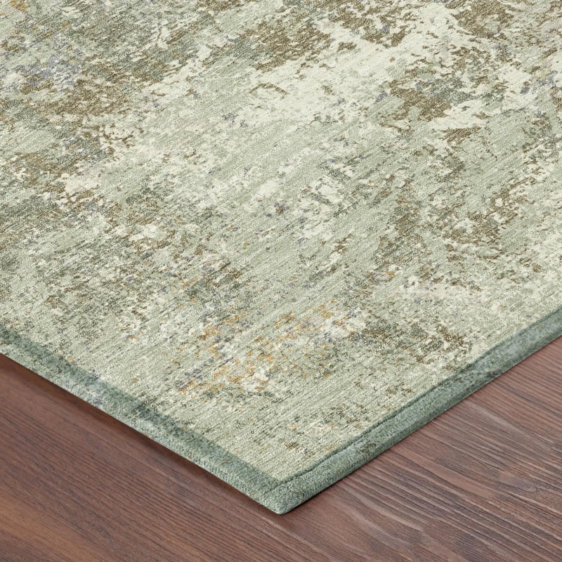 9' X 12' Green And Beige Abstract Washable Indoor Outdoor Area Rug Homeroots Outdoor
