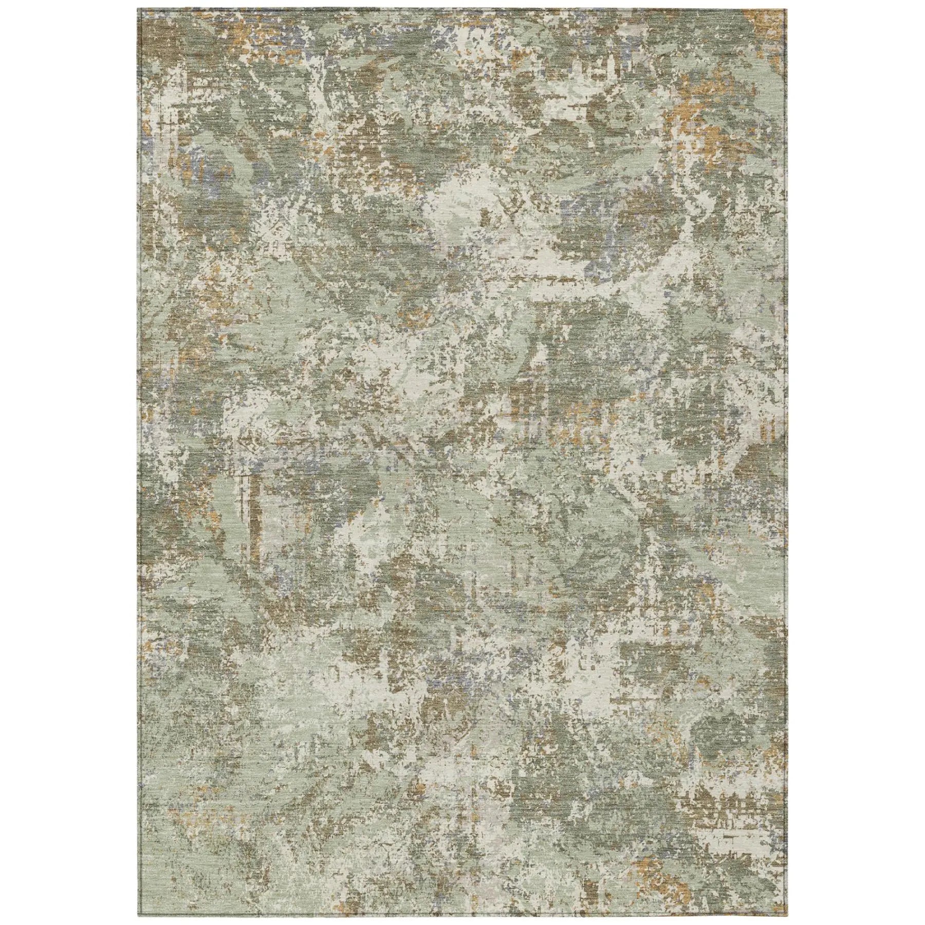 9' X 12' Green And Beige Abstract Washable Indoor Outdoor Area Rug Homeroots Outdoor