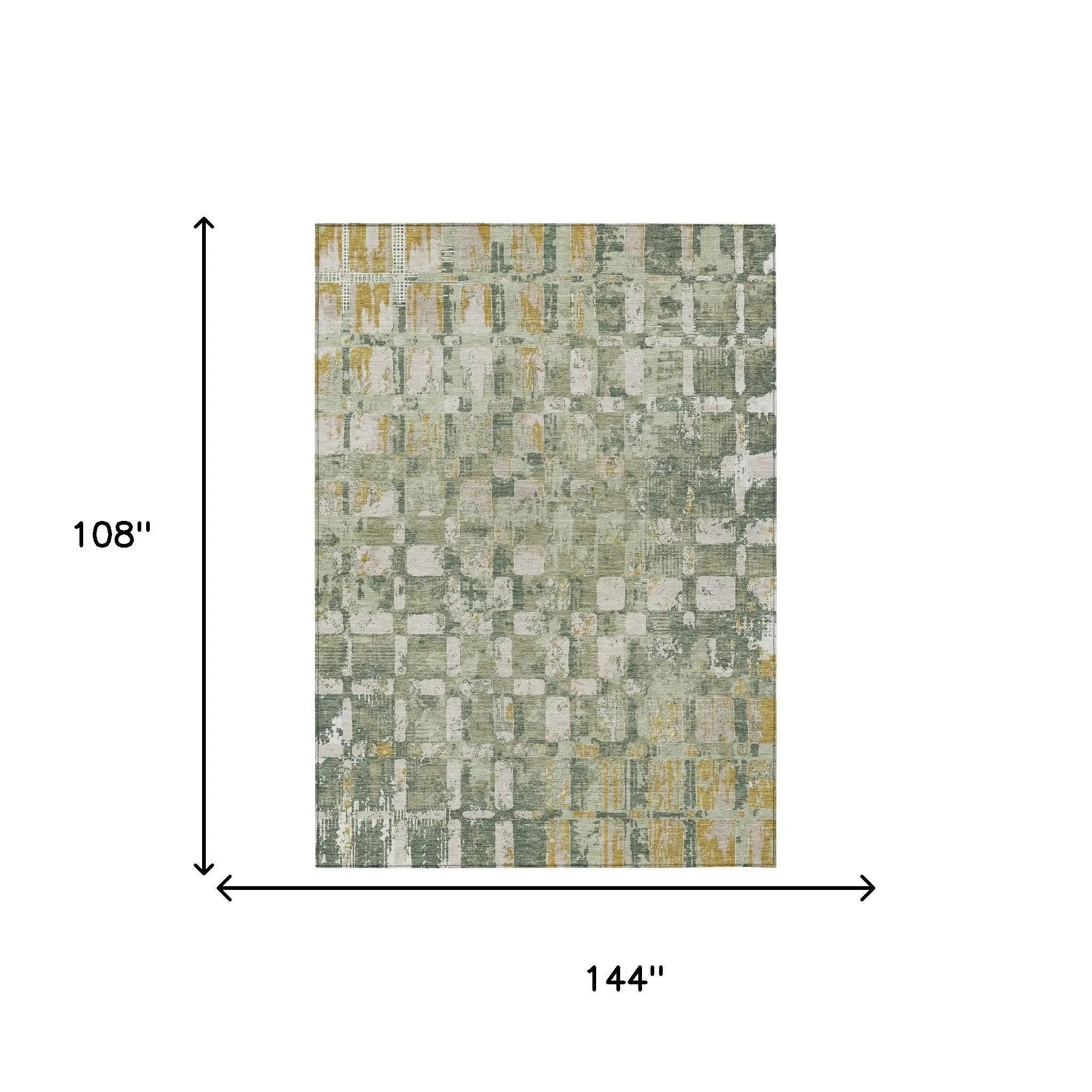 9' X 12' Green And Beige Abstract Washable Indoor Outdoor Area Rug Homeroots Outdoor