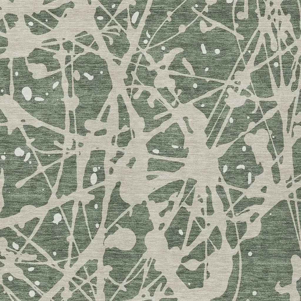 9' X 12' Green And Beige Abstract Washable Indoor Outdoor Area Rug Homeroots Outdoor