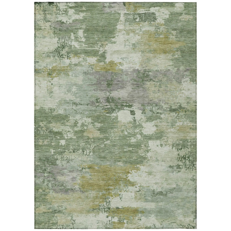 9' X 12' Green And Beige Abstract Washable Indoor Outdoor Area Rug Homeroots Outdoor