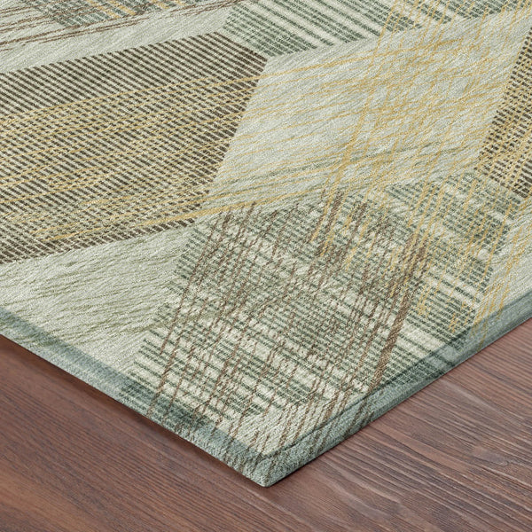 9' X 12' Green And Beige Geometric Washable Indoor Outdoor Area Rug Homeroots Outdoor