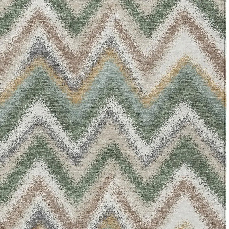9' X 12' Green And Beige Geometric Washable Indoor Outdoor Area Rug Homeroots Outdoor