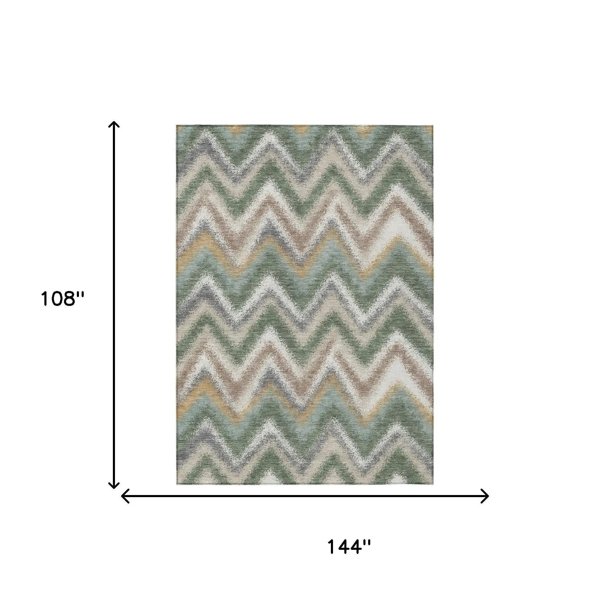 9' X 12' Green And Beige Geometric Washable Indoor Outdoor Area Rug Homeroots Outdoor