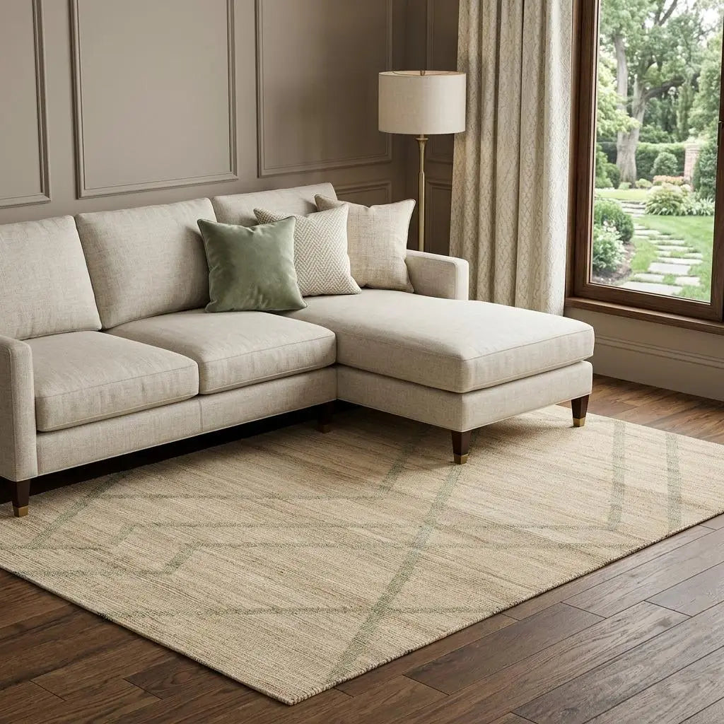 9' X 12' Green And Beige Jute Abstract Hand Woven Area Rug Homeroots Home Decor