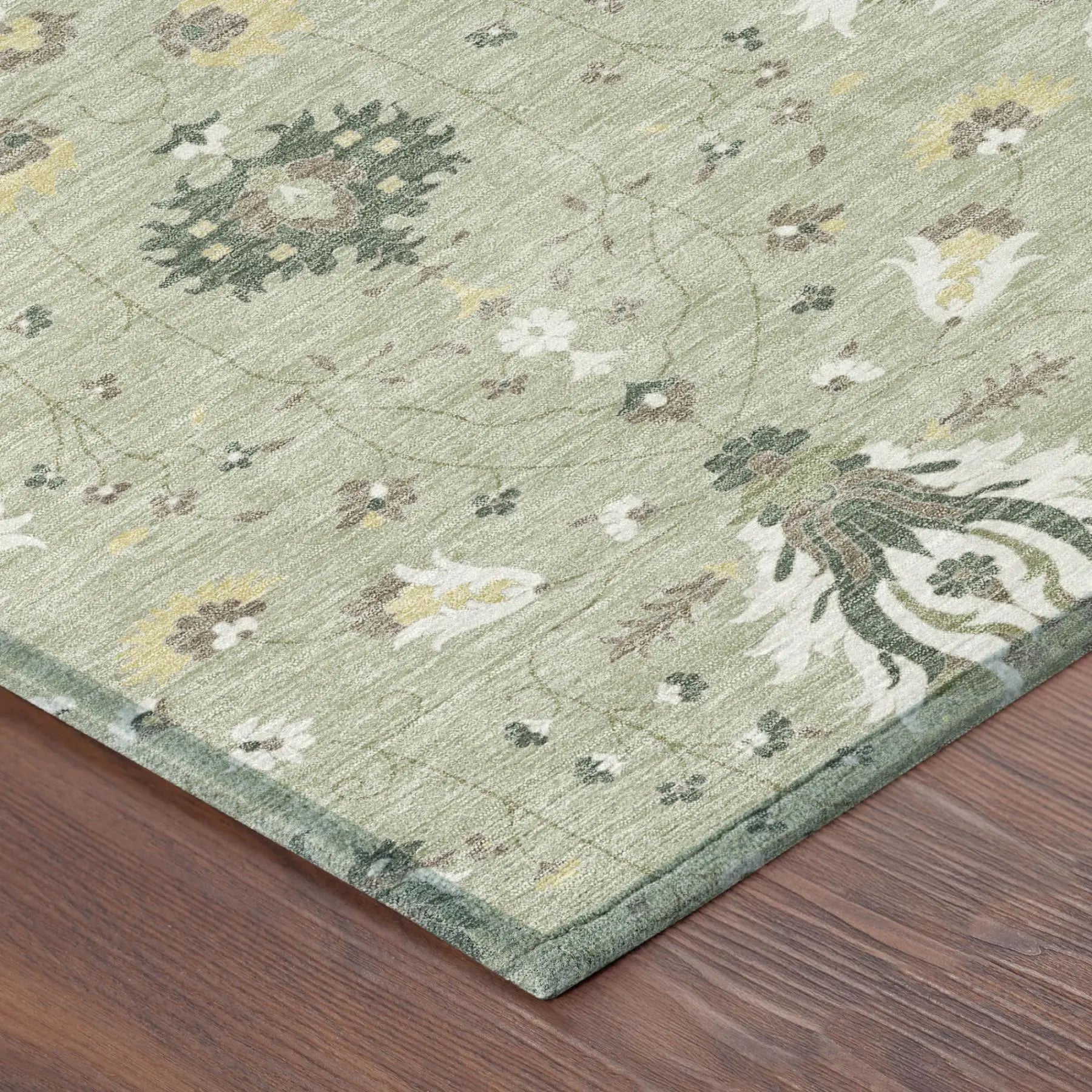 9' X 12' Green And Beige Oriental Washable Indoor Outdoor Area Rug Homeroots Outdoor