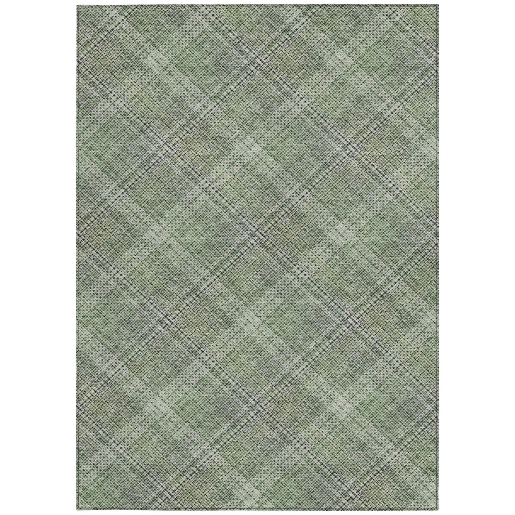 9' X 12' Green And Beige Plaid Washable Indoor Outdoor Area Rug Homeroots Outdoor