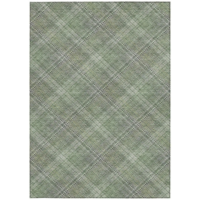 9' X 12' Green And Beige Plaid Washable Indoor Outdoor Area Rug Homeroots Outdoor