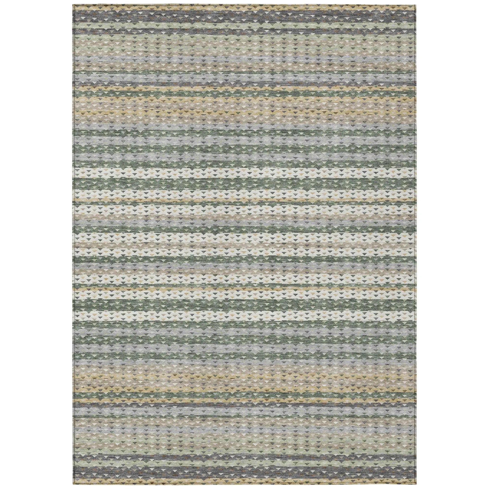 9' X 12' Green And Beige Striped Washable Indoor Outdoor Area Rug Homeroots Outdoor