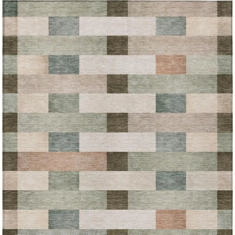 9' X 12' Green And Beige Striped Washable Indoor Outdoor Area Rug Homeroots Outdoor