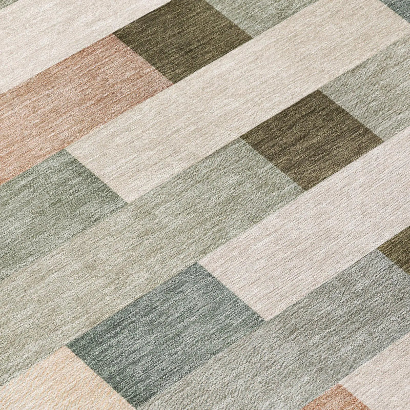 9' X 12' Green And Beige Striped Washable Indoor Outdoor Area Rug Homeroots Outdoor