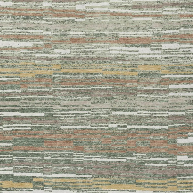 9' X 12' Green And Beige Striped Washable Indoor Outdoor Area Rug Homeroots Outdoor