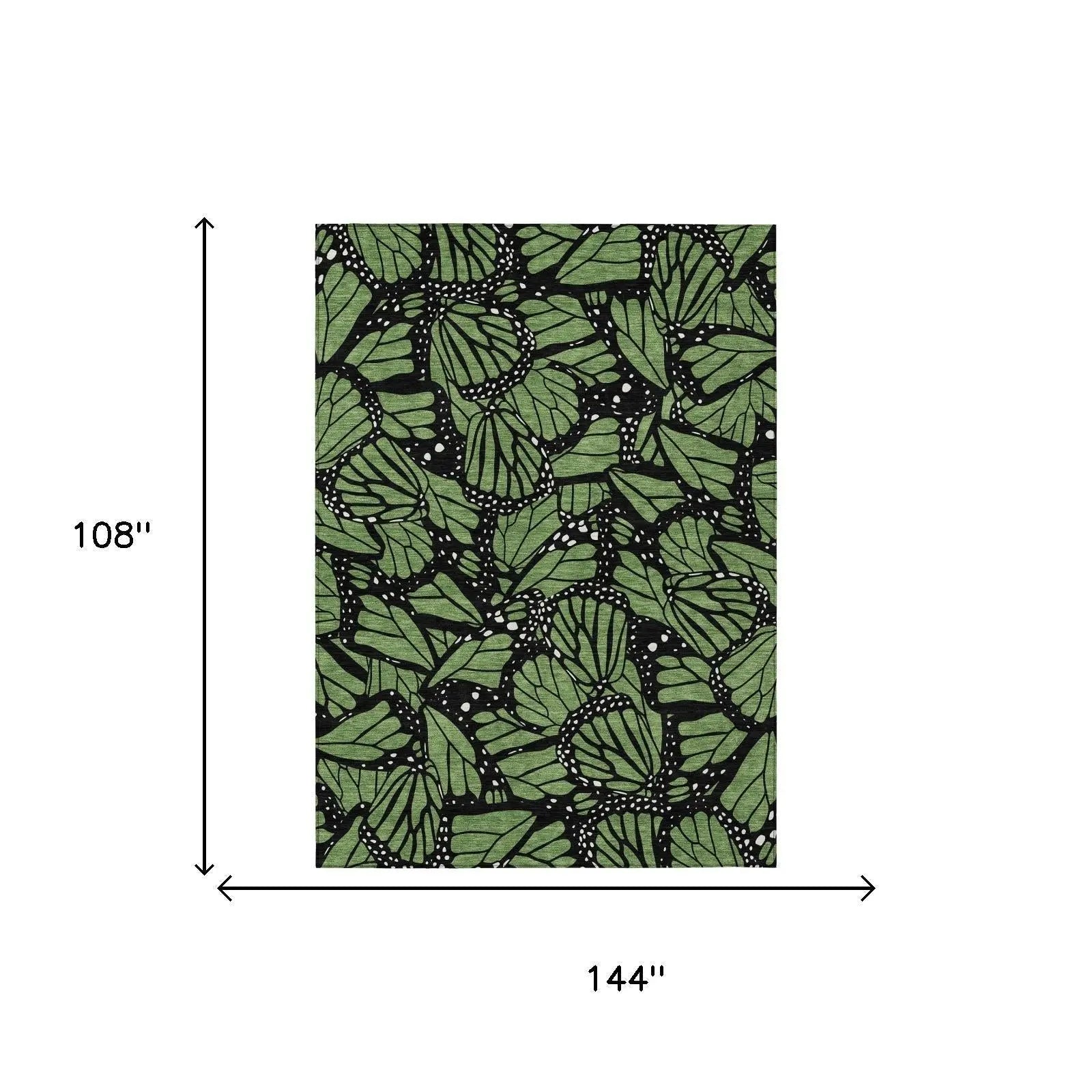 9' X 12' Green And Black Animal Print Washable Indoor Outdoor Area Rug Homeroots Outdoor