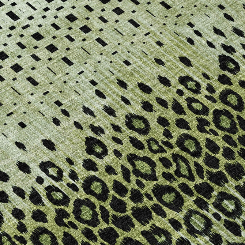 9' X 12' Green And Black Geometric Washable Indoor Outdoor Area Rug Homeroots Outdoor