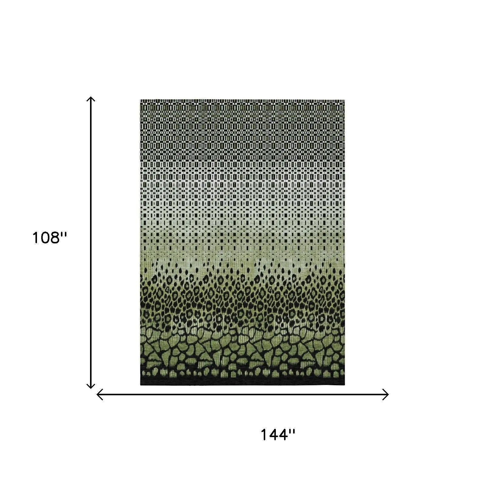 9' X 12' Green And Black Geometric Washable Indoor Outdoor Area Rug Homeroots Outdoor