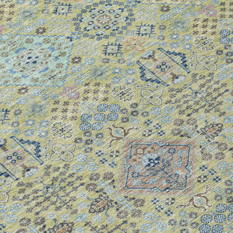 9' X 12' Green And Blue Oriental Washable Indoor Outdoor Area Rug Homeroots Outdoor