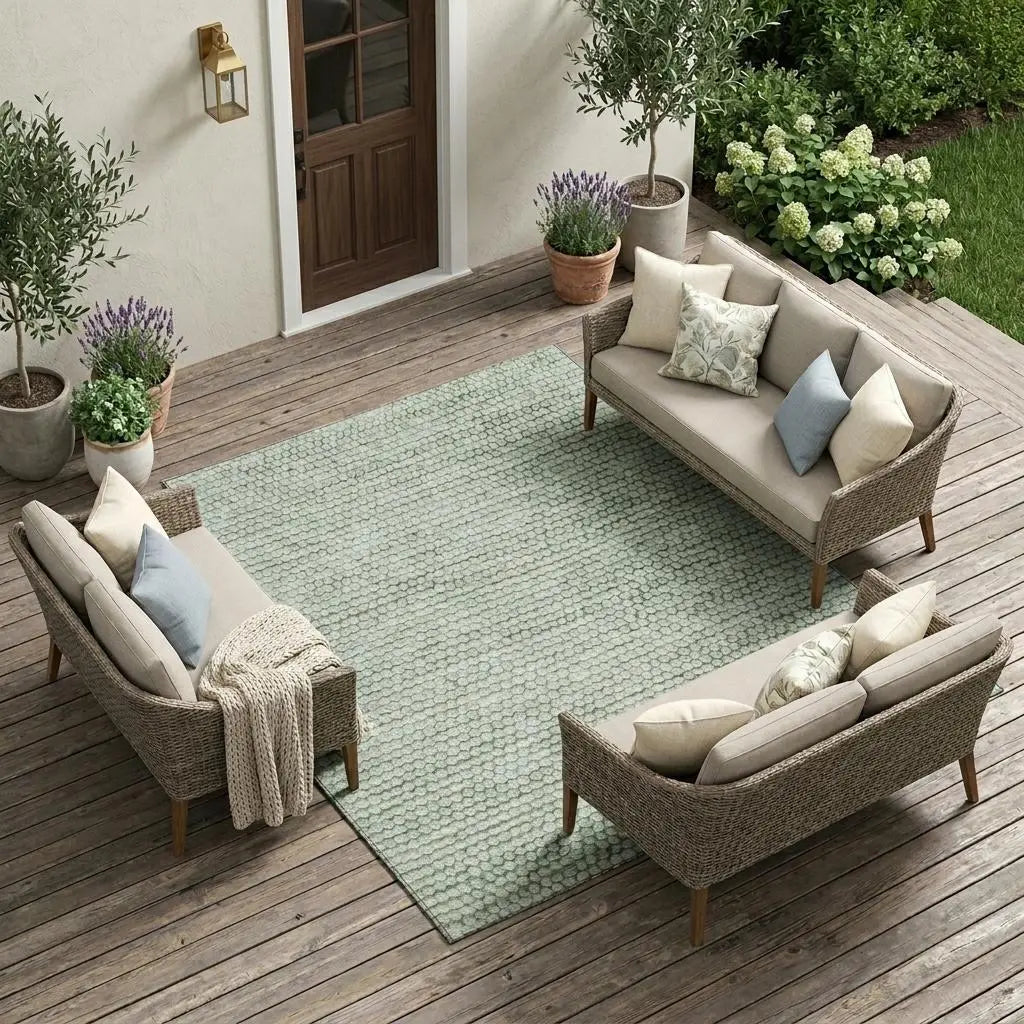 9' X 12' Green And Blue Striped Washable Indoor Outdoor Area Rug Homeroots Outdoor