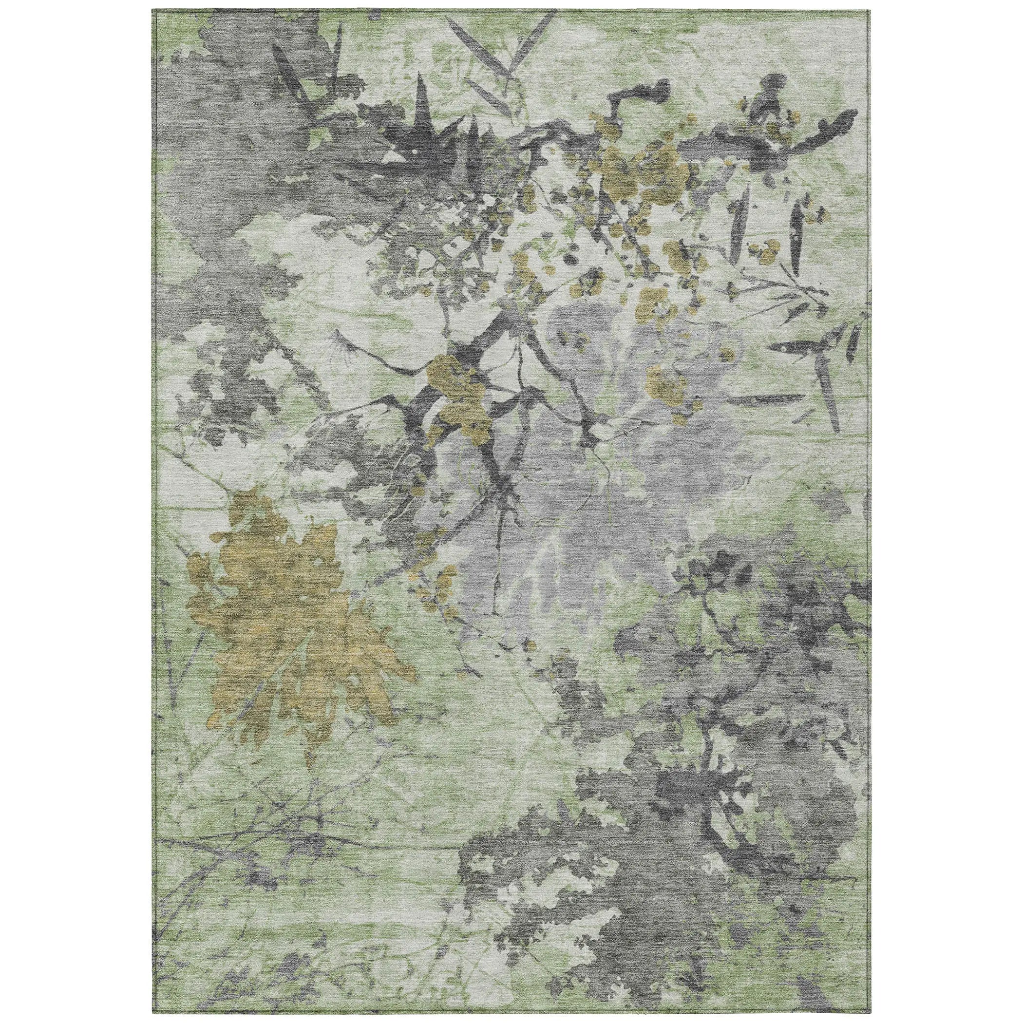 9' X 12' Green And Brown Abstract Washable Indoor Outdoor Area Rug Homeroots Outdoor