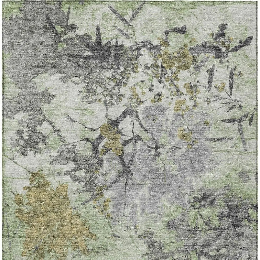 9' X 12' Green And Brown Abstract Washable Indoor Outdoor Area Rug Homeroots Outdoor