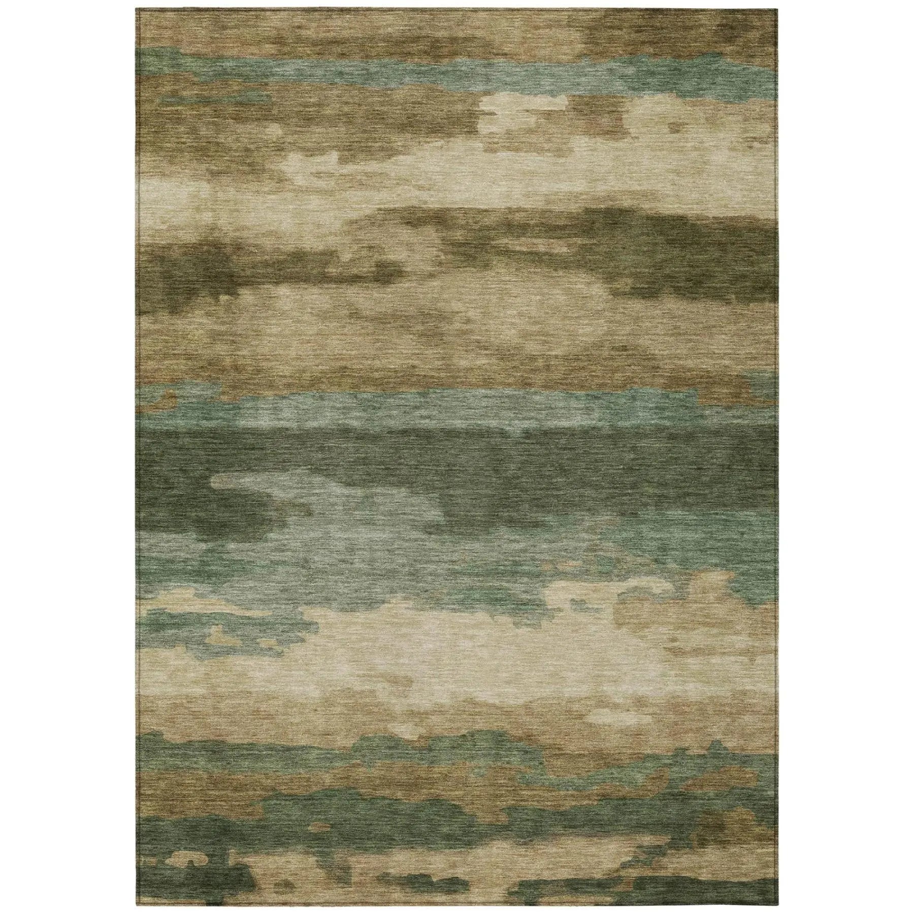 9' X 12' Green And Brown Abstract Washable Indoor Outdoor Area Rug Homeroots Outdoor