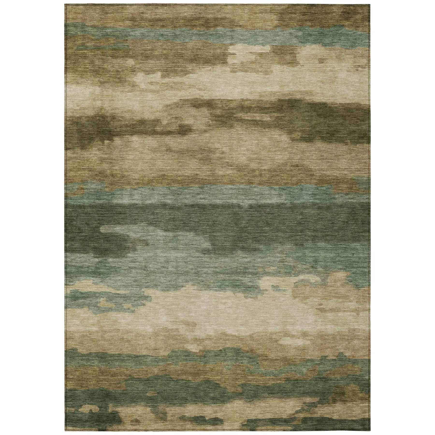9' X 12' Green And Brown Abstract Washable Indoor Outdoor Area Rug Homeroots Outdoor