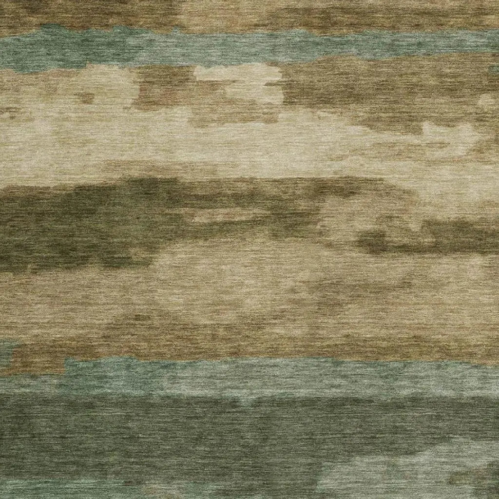 9' X 12' Green And Brown Abstract Washable Indoor Outdoor Area Rug Homeroots Outdoor