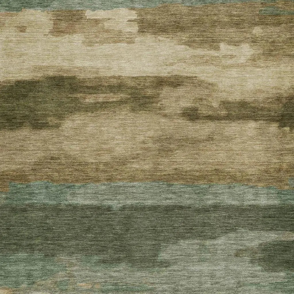 9' X 12' Green And Brown Abstract Washable Indoor Outdoor Area Rug Homeroots Outdoor