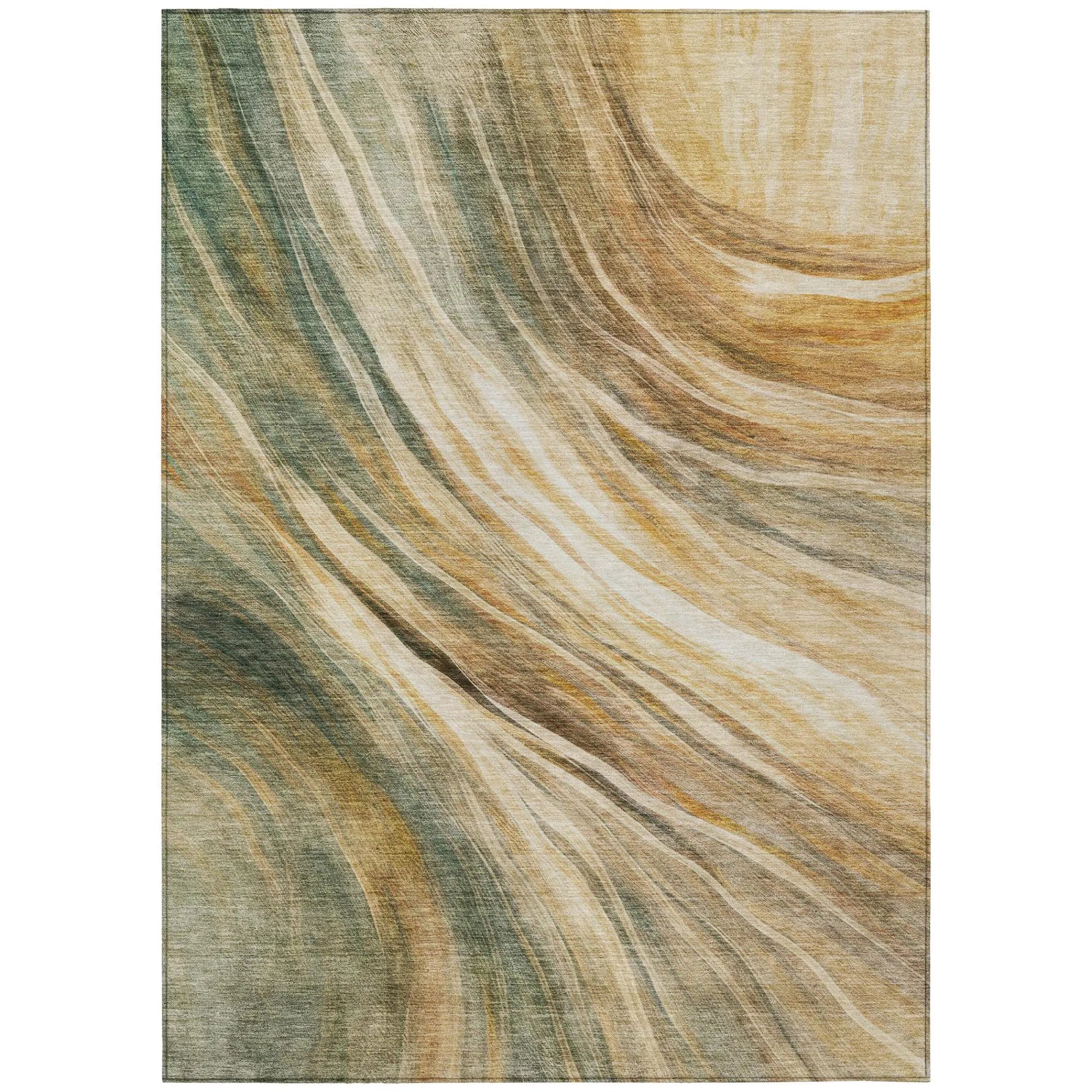 9' X 12' Green And Brown Abstract Washable Indoor Outdoor Area Rug Homeroots Outdoor