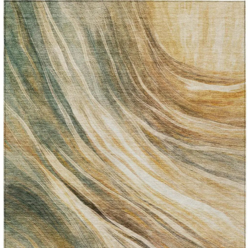 9' X 12' Green And Brown Abstract Washable Indoor Outdoor Area Rug Homeroots Outdoor