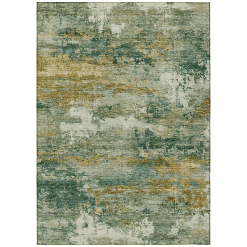 9' X 12' Green And Brown Abstract Washable Indoor Outdoor Area Rug Homeroots Outdoor