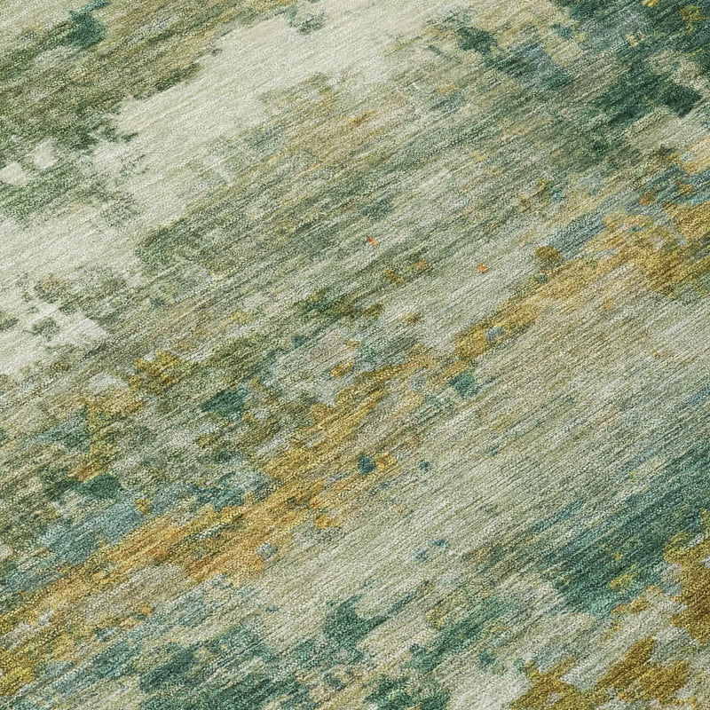 9' X 12' Green And Brown Abstract Washable Indoor Outdoor Area Rug Homeroots Outdoor