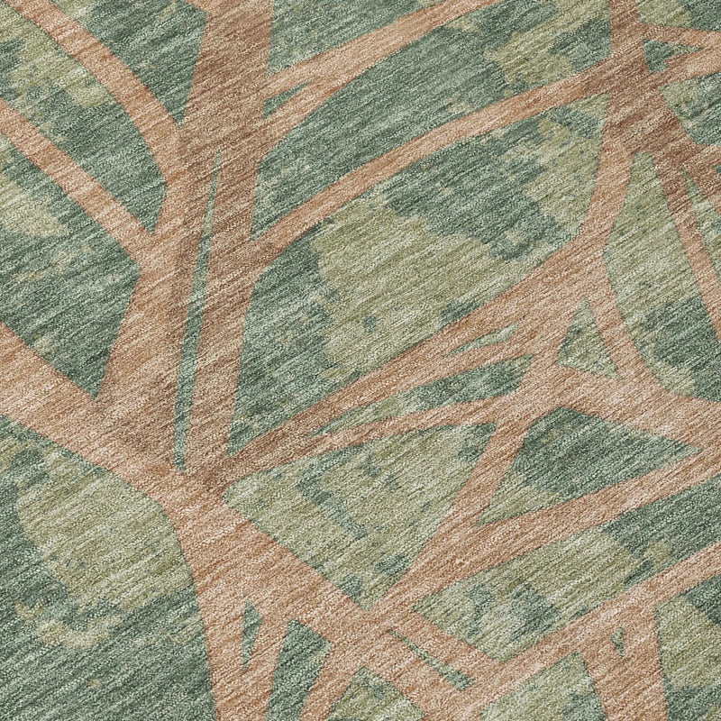 9' X 12' Green And Brown Floral Washable Indoor Outdoor Area Rug Homeroots Outdoor