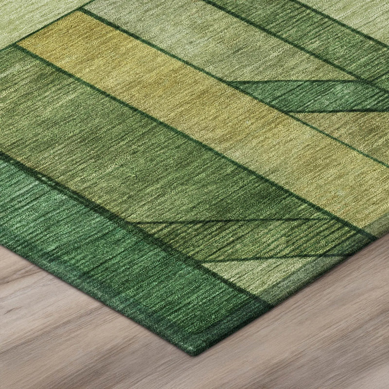 9' X 12' Green And Brown Geometric Washable Indoor Outdoor Area Rug Homeroots Outdoor