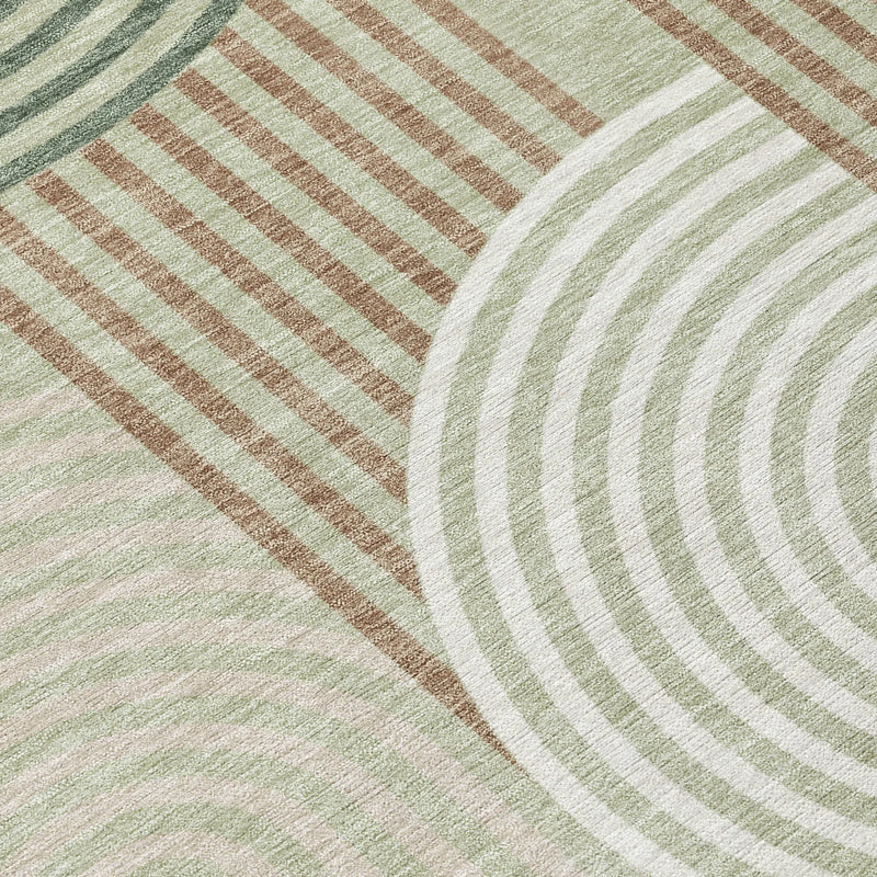 9' X 12' Green And Brown Geometric Washable Indoor Outdoor Area Rug Homeroots Outdoor