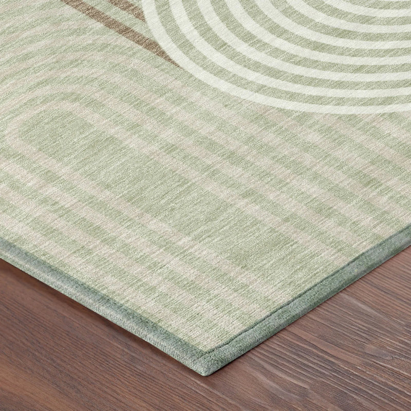 9' X 12' Green And Brown Geometric Washable Indoor Outdoor Area Rug Homeroots Outdoor