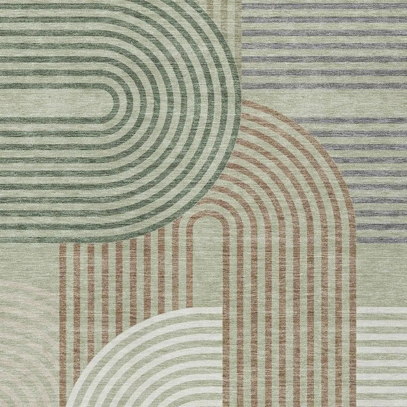 9' X 12' Green And Brown Geometric Washable Indoor Outdoor Area Rug Homeroots Outdoor