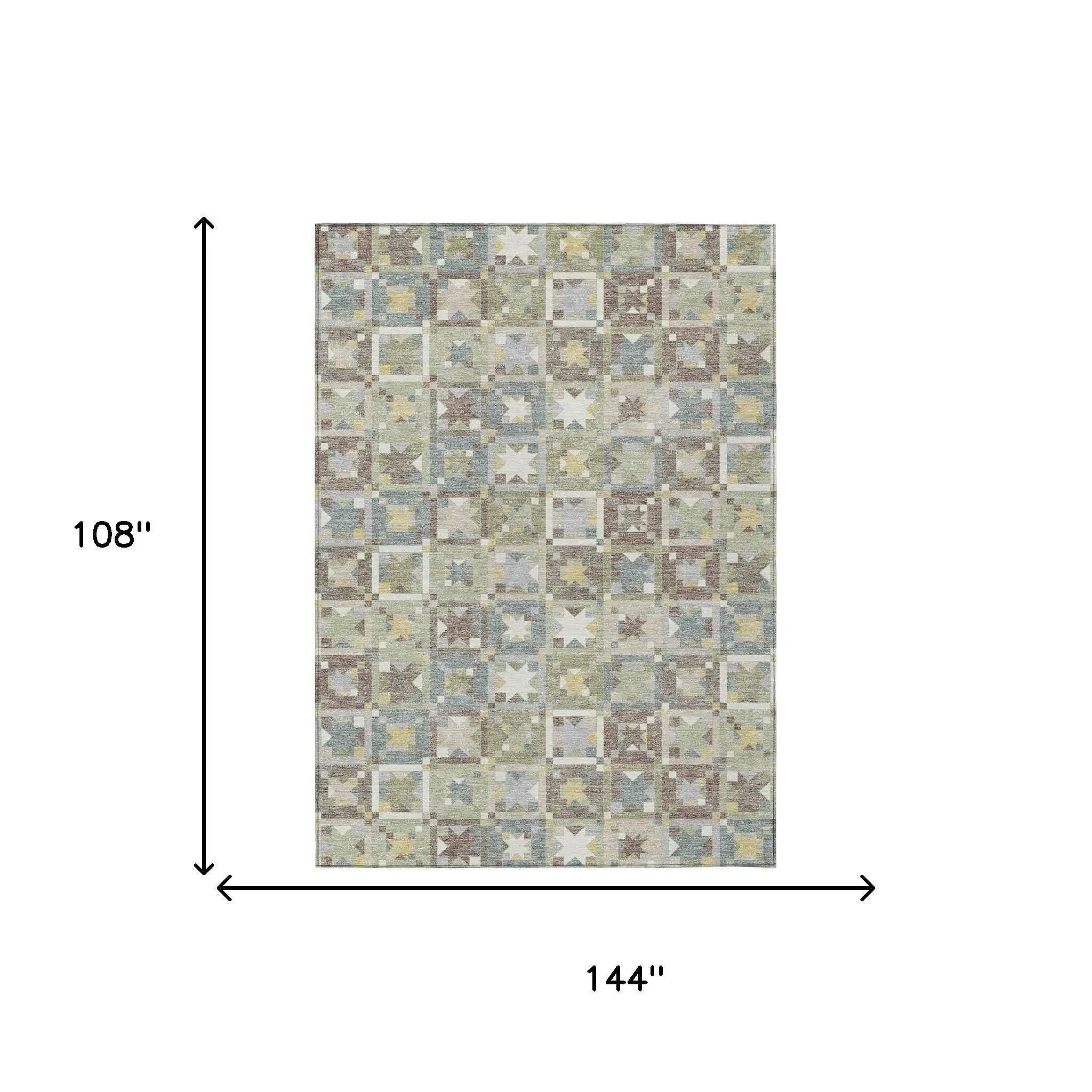 9' X 12' Green And Brown Patchwork Washable Indoor Outdoor Area Rug Homeroots Outdoor