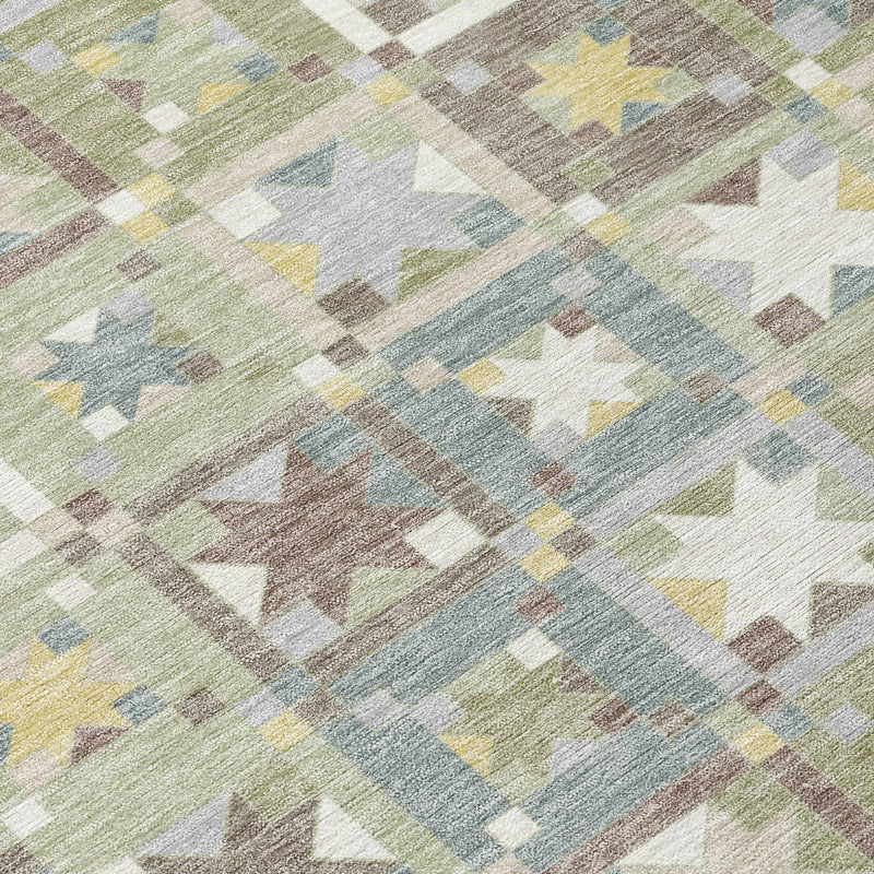 9' X 12' Green And Brown Patchwork Washable Indoor Outdoor Area Rug Homeroots Outdoor