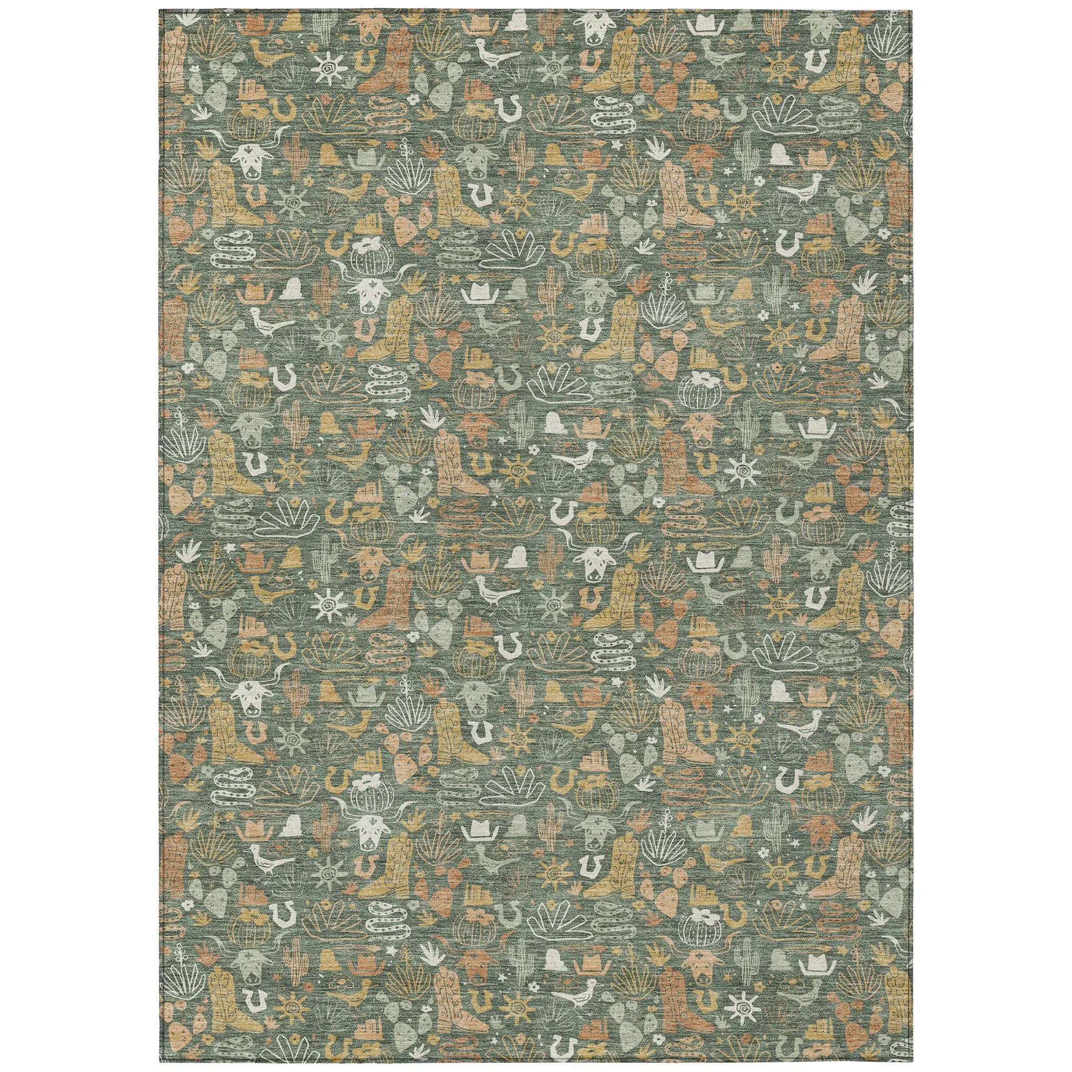 9' X 12' Green And Brown Stars Washable Indoor Outdoor Area Rug Homeroots Outdoor